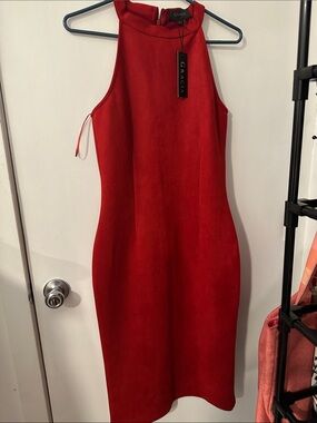 Gracia Red Halter Midi Dress